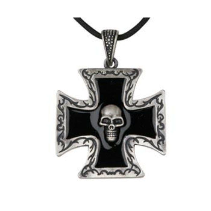 Skull with Black Cross Pendant, SKU PG-Y2363, UPC 6016000235223