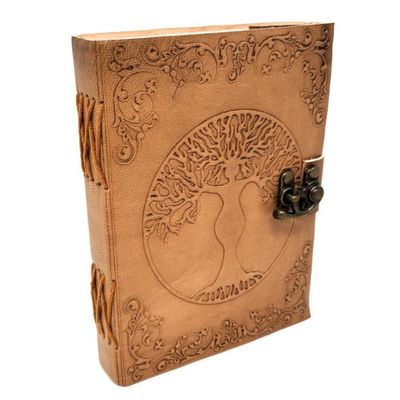 5&quot; x 7&quot; Tree Goddess Embossed Leather Journal with Latch, SKU JB75-Tree-Goddess, UPC 700317302292