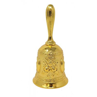 4.5&quot; Floral Altar Hand Bell in Gold Finish, SKU ABL-GOLD, UPC 700317301516