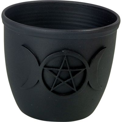 2.5&quot; Cast Iron Chime Candle Holder - Triple Moon with Pentacle, SKU KH-03668, UPC 700317067504