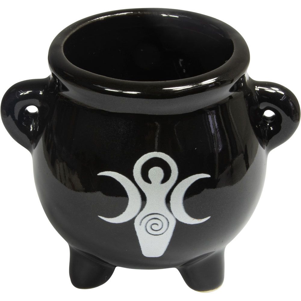2.5&quot; Ceramic Mini Cauldron - Triple Moon Goddess, SKU KH-89737, UPC 700317245889