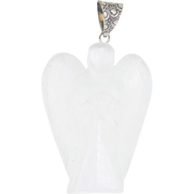 1.5&quot; Stone Angel Pendant - Selenite, SKU KH-98857, UPC 700317418672