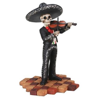 5.5&quot; Day of the Dead Statue - Mariachi Band - Violin, SKU PG-Y7884, UPC 700317038559