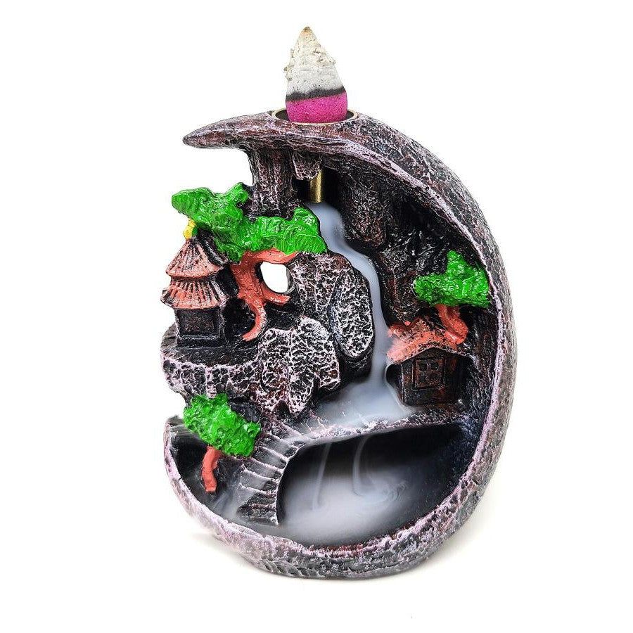 4.5&quot; Mountain Waterfall Backflow Cone Incense Burner, SKU C06-03-BFL-53, UPC 700317380900