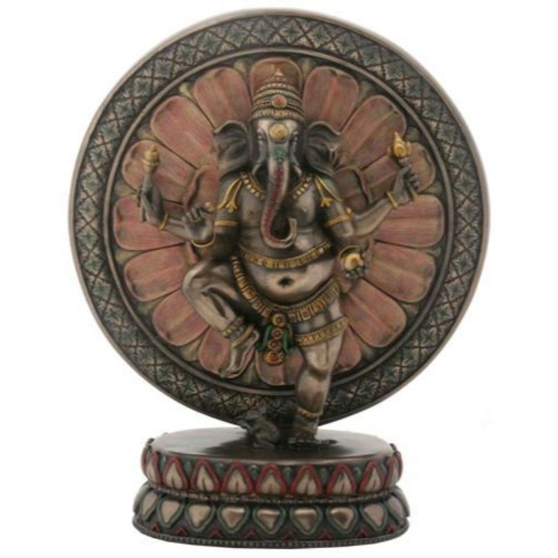 9&quot; Hindu Statue - Ganesha with Lotus, SKU PG-Y8282, UPC 700317054146