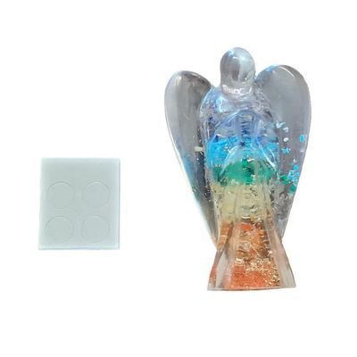 2&quot; Orgone Seven Chakra Protection Angel, SKU K02-07-Chakra-Angel, UPC 700317384359