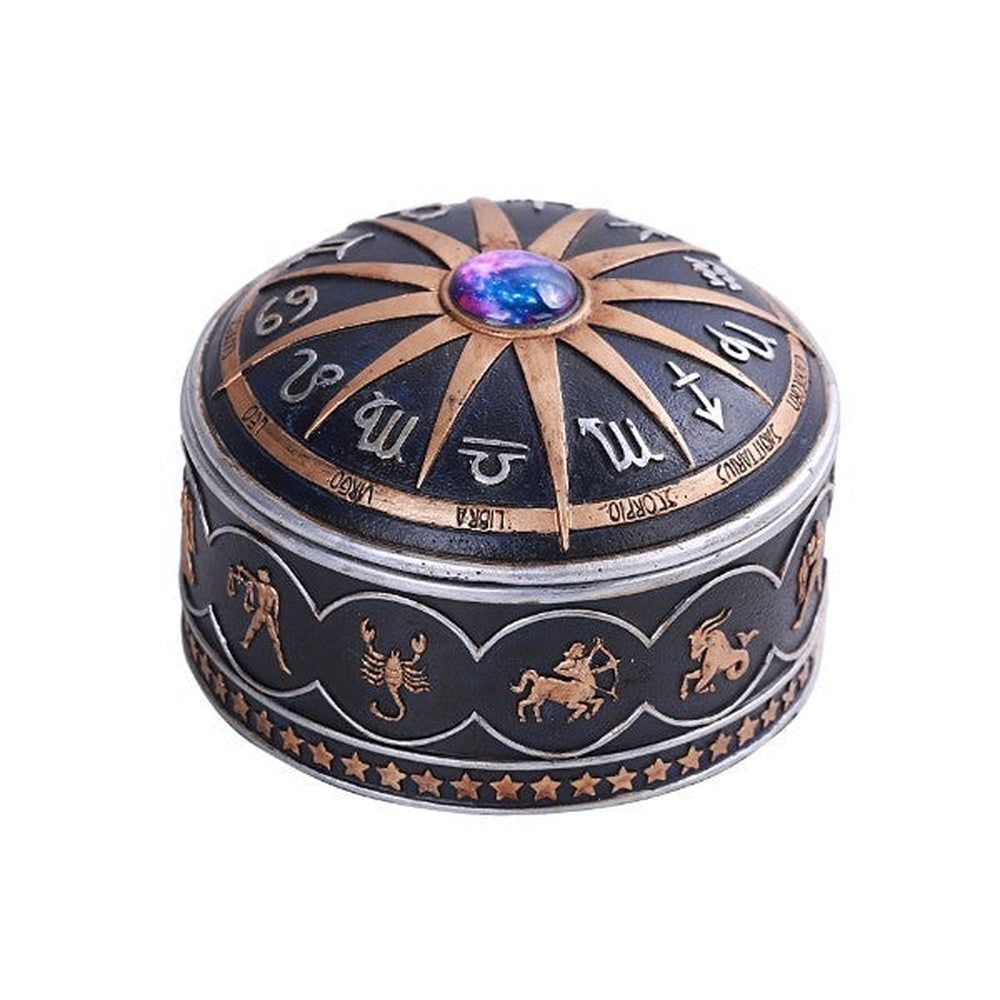 4&quot; Zodiac Horoscope Trinket Jewelry Resin Box, SKU PG-13142, UPC