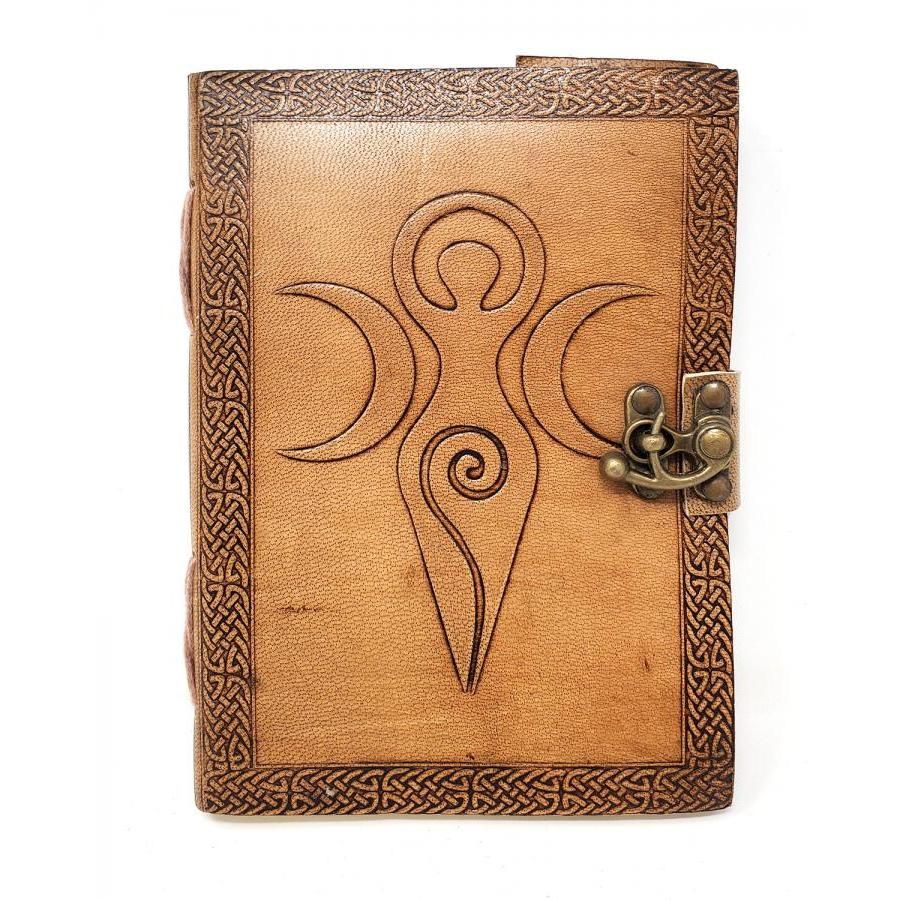 5&quot; x 7&quot; Goddess of Earth Embossed Leather Journal with Latch, SKU JB75-Earth, UPC 6016018455453