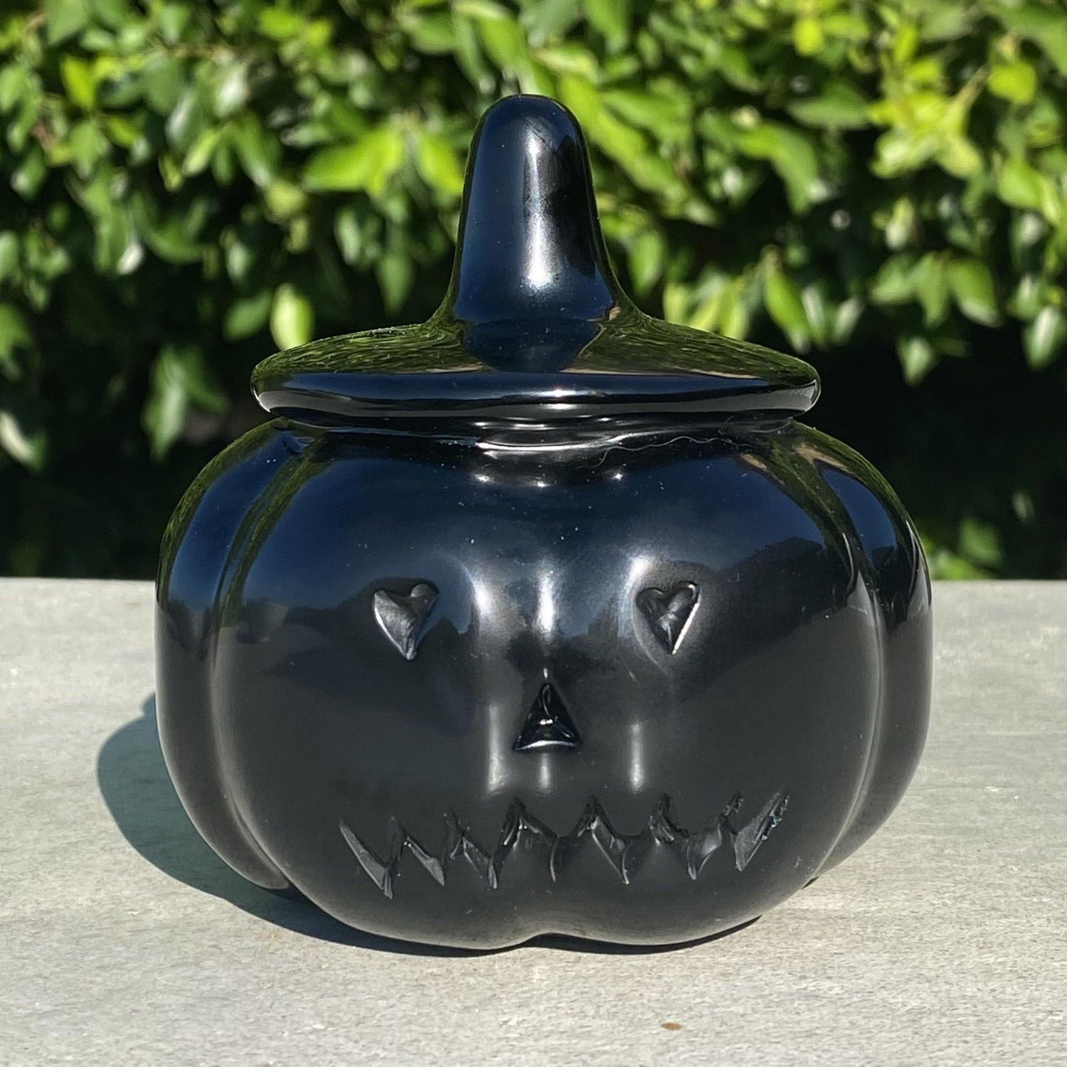 Natural Black Obsidian Hand Carved Large Pumpkin with Face 1 - 1.90 lbs (4 x 3.75 inch), SKU MP-179…