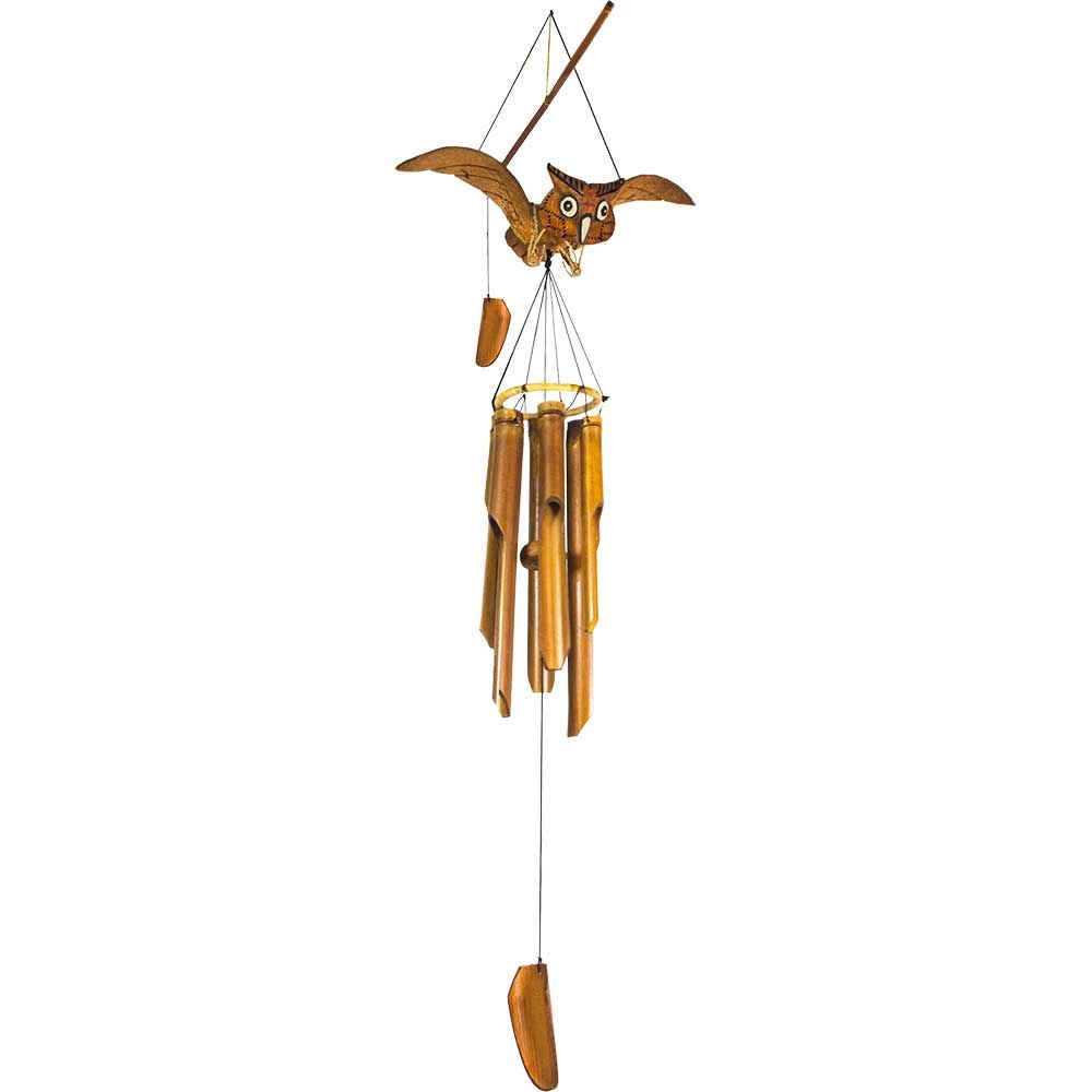 36&quot; Animated Bamboo Wind Chime - Owl, SKU KH-30293, UPC 700317388951