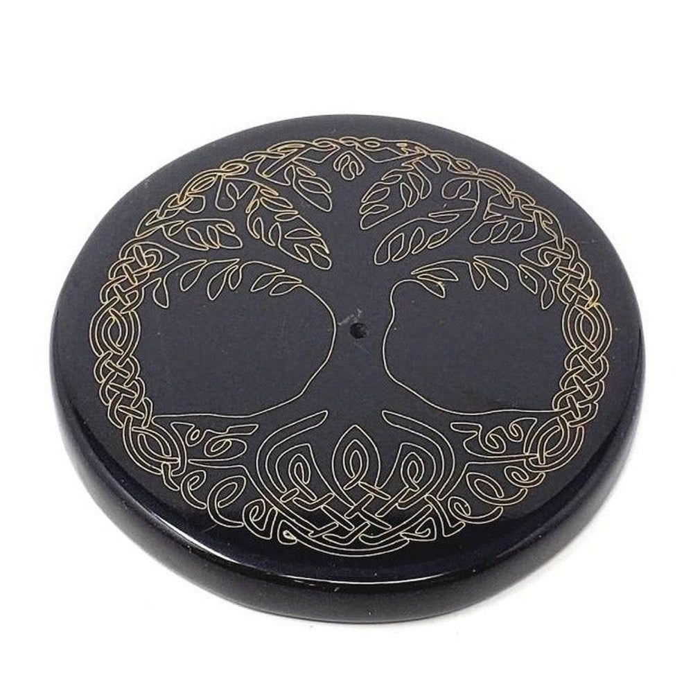 3&quot; Black Agate Incense Burner - Tree of Life, SKU S06-21-COAST-09, UPC 700317371939