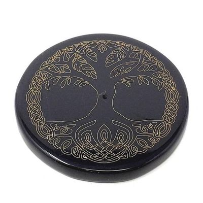 3&quot; Black Agate Incense Burner - Tree of Life, SKU S06-21-COAST-09, UPC 700317371939