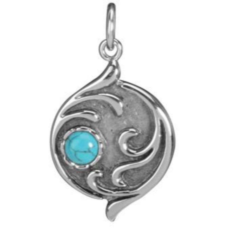 Turquoise Moon Stainless Steel Pendant, SKU PG-Y2759, UPC 6016001572594