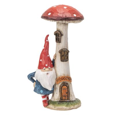 9.45&quot; Gnome Statue - Gnome with Mushroom (Light Up LED), SKU PG-14774, UPC 700317041450