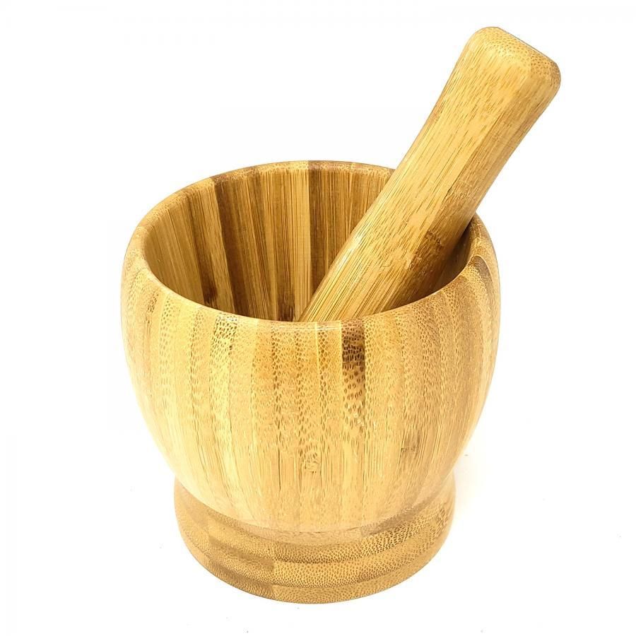 4&quot; Acacia Wooden Mortar &amp; Pestle, SKU WMP-11, UPC 700317371687