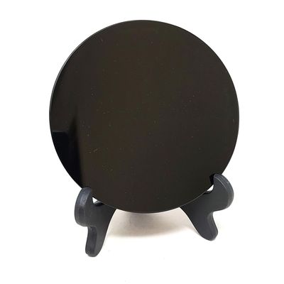 4.7&quot; Black Obsidian Scrying Mirror with Stand, SKU I09-SCM-12, UPC 700317381150