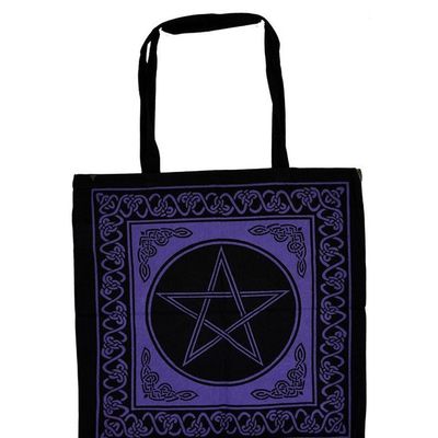 18&quot; x 18&quot; Pentagram Purple &amp; Black Tote Bag, SKU Z001-SC74-WP, UPC 6016202962941