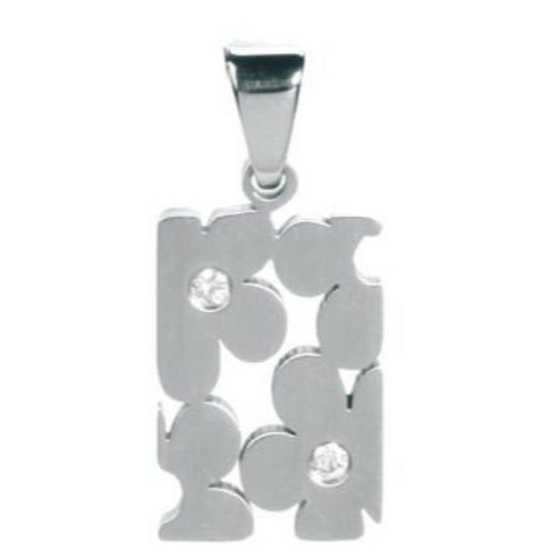 Stone Flower Stainless Steel Pendant, SKU PG-Y2616, UPC 6016000646630