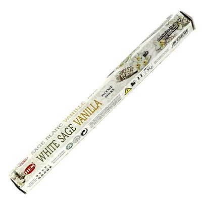 White Sage Vanilla HEM Incense Stick 20 Pack, SKU WSVN20, UPC 700317027058