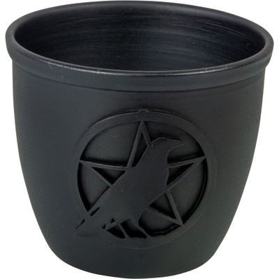 2.5&quot; Cast Iron Chime Candle Holder - Pentacle with Raven, SKU KH-03666, UPC 700317067528