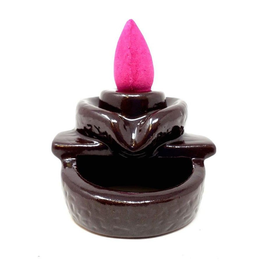 2.5&quot; Ceramic Backflow Incense Burner - Waterfall, SKU BFL-26, UPC 700317309574