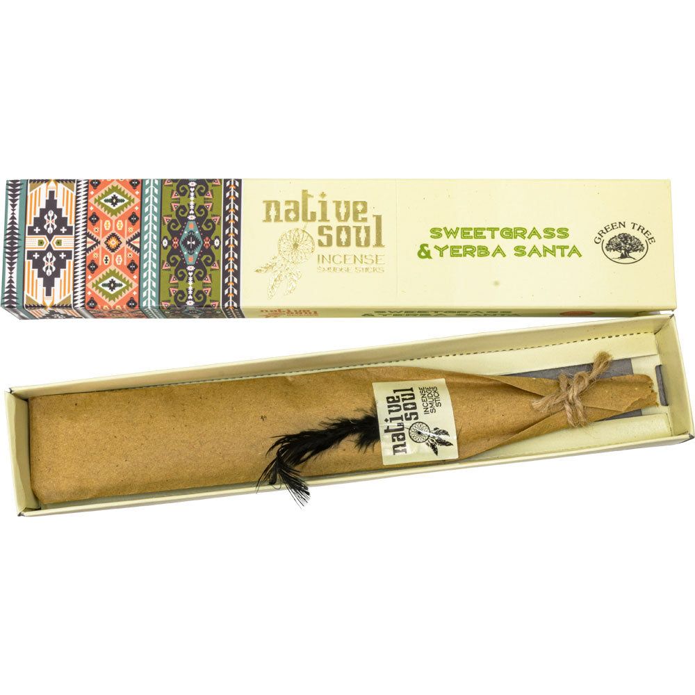 Green Tree Native Soul Incense 15 gram - Sweet Grass &amp; Yerba Santa, SKU KH-72797-D12, UPC 700317122…
