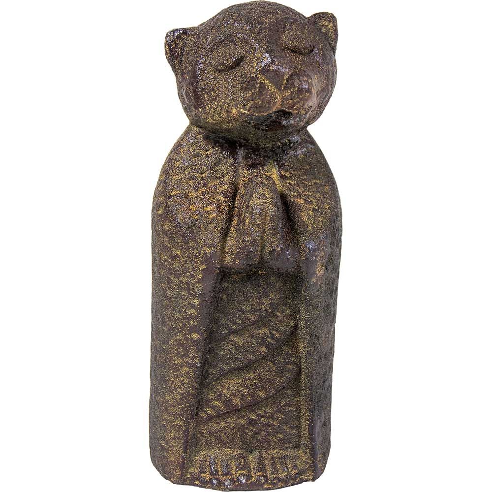 7.75&quot; Volcanic Stone Statue - Jizo Cat, SKU KH-33935, UPC 700317389644