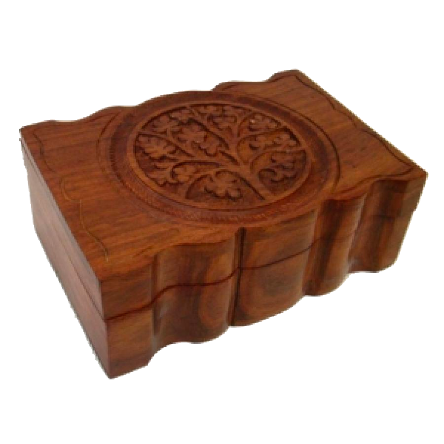 4&quot; x 6&quot; Carved Wood Box - Tree of Life, SKU G07-20-738, UPC 700317314424