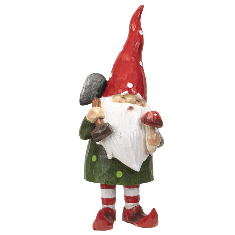 9.8&quot; Gnome Statue - Gnome with Mushrooms, SKU PG-14775, UPC 700317041467