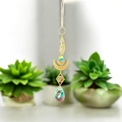18&quot; Sun Catcher - Evil Eye with Moon Rainbow Prism, SKU SCWH-39, UPC 700317417354