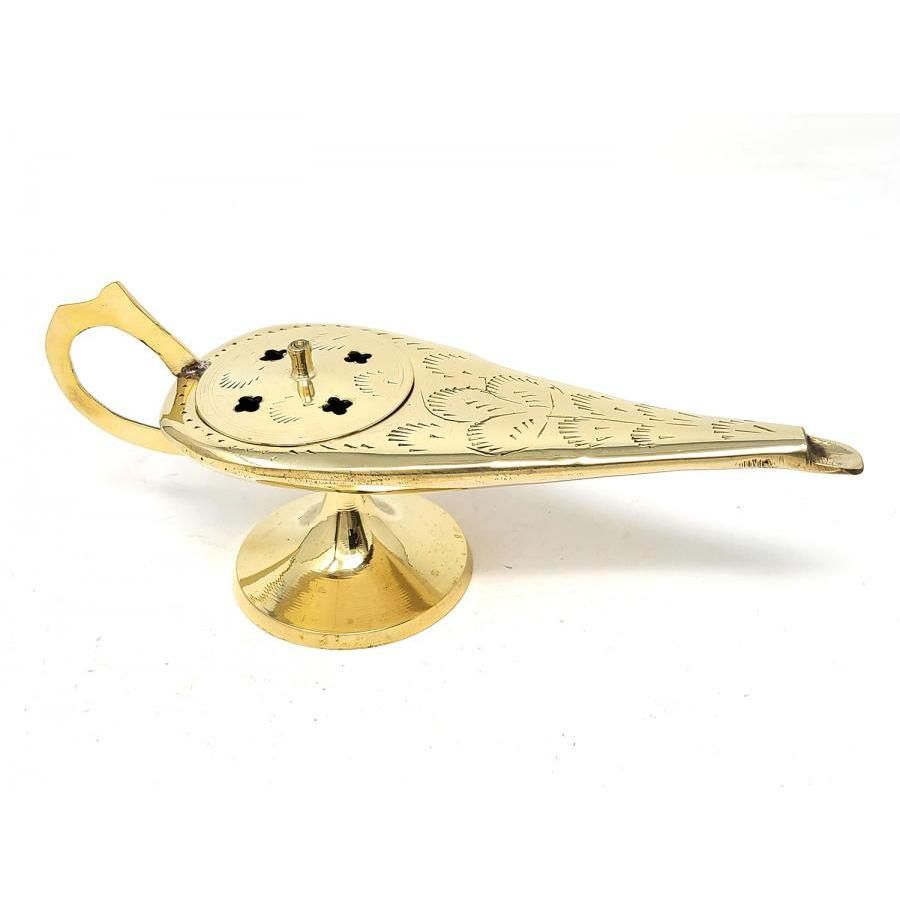 8&quot; Aladdin Genie Lamp Solid Brass Burner, SKU 16878, UPC 700317419396