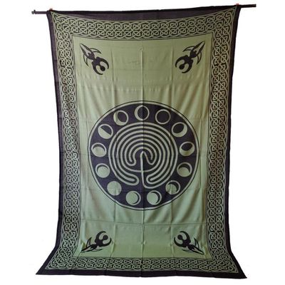 72&quot; x 108&quot; Moon Phase Green Tapestry, SKU CPS-GG, UPC 6016205799797