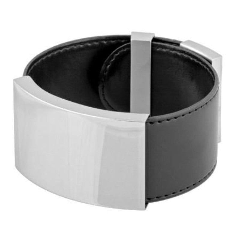 Era Black Leather &amp; Stainless Steel Bracelet, SKU PG-Y2830, UPC 6016005646680
