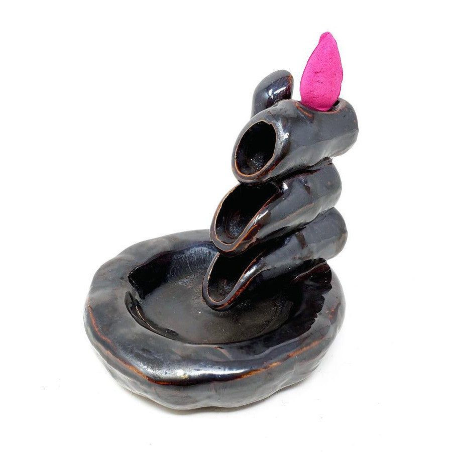 5.5&quot; Ceramic Backflow Incense Burner - Waterfall, SKU BFL-28, UPC 700317309567