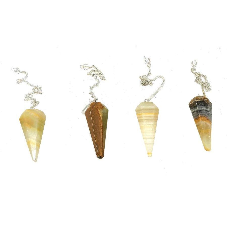 6-Sided Pendulum - Green Calcite, SKU PEND-107, UPC 700317394310