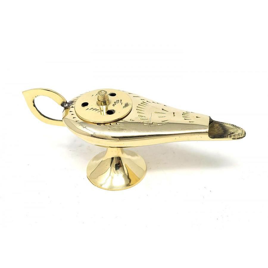 4&quot; Aladdin Genie Lamp Solid Brass Burner, SKU 16874, UPC 700317419433