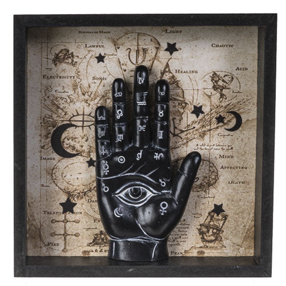 8&quot; Palmistry Wall Plaque in Black, SKU PG-14372, UPC 700317059127