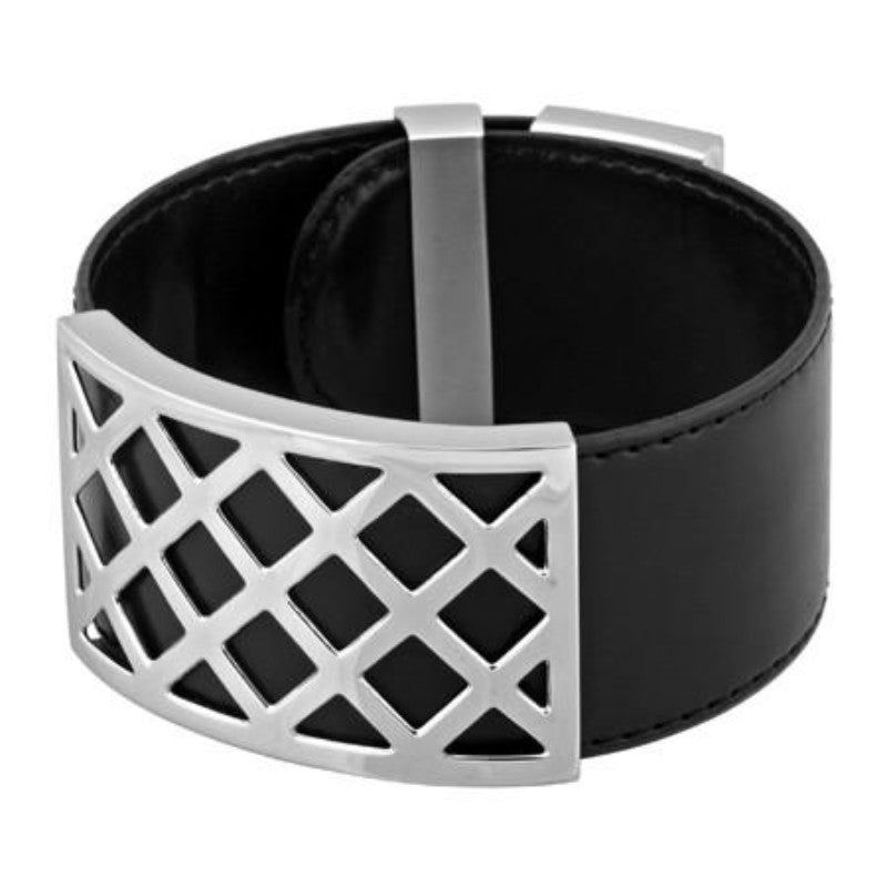 Motley Black Leather &amp; Stainless Steel Bracelet, SKU PG-Y2831, UPC 6016007876856