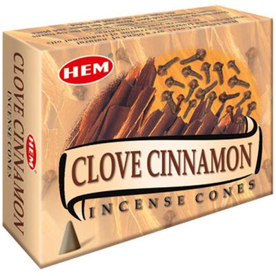 Clove Cinnamon HEM Cone Incense (10 Cones), SKU CICL12, UPC 6016220262238