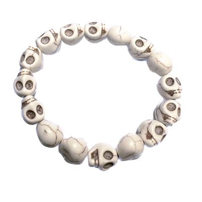 Skull Beaded Elastic Bracelet, SKU T00-Bracelet-01, UPC 700317381273