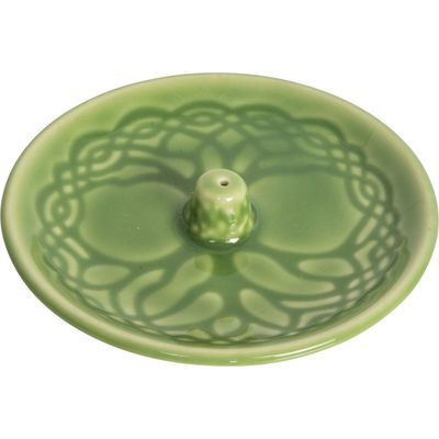 4.75&quot; Ceramic Stick Incense Holder - Green Tree of Life, SKU KH-89709, UPC