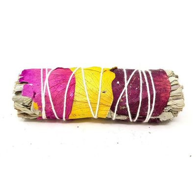 4&quot; White Sage &amp; Rose Petals Smudge Stick, SKU SB57, UPC 6016233655607