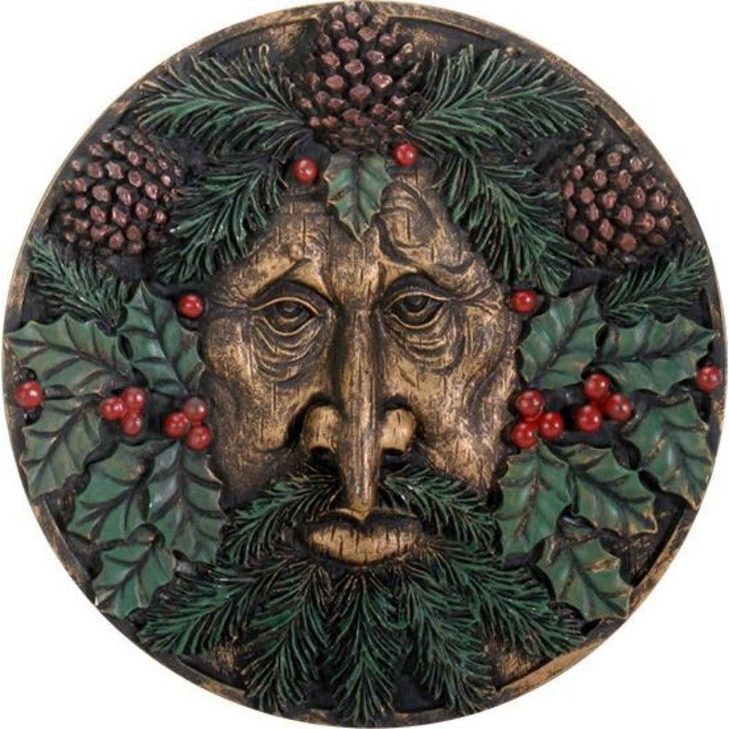 5.5&quot; Greenman Winter Wall Plaque, SKU PG-Y6851, UPC 700317076346