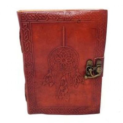 5&quot; x 7&quot; Dream Catcher Embossed Leather Journal with Latch, SKU JB75-DC, UPC 6016200153198