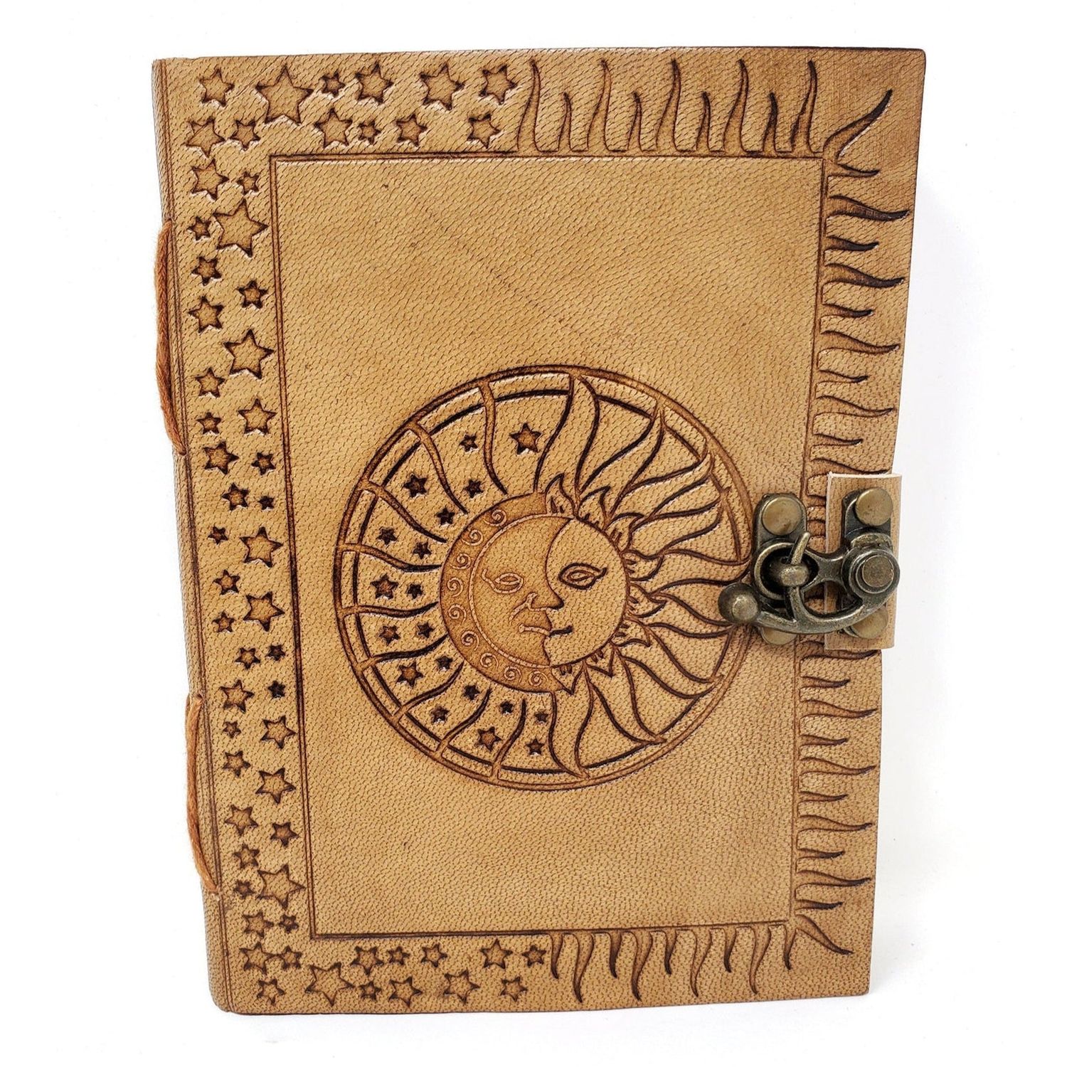 5&quot; x 7&quot; Celestial Embossed Leather Journal with Latch, SKU JB75-SMS, UPC 700317302315