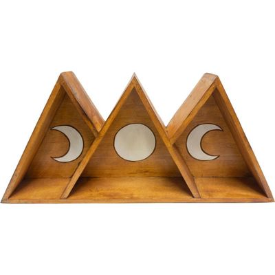 20.5&quot; Wood Altar Shelf - Triple Moon, SKU KH-65143, UPC 6016011772748