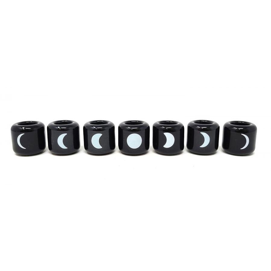 Black Moon Phase Ceramic Chime Candle Holder (Set of 7), SKU CH-MP, UPC 700317301547