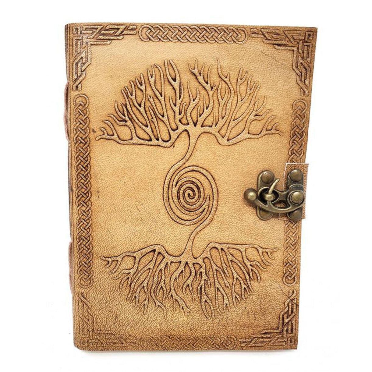 5&quot; x 7&quot; Double Tree Embossed Leather Journal with Latch, SKU JB75-TR2, UPC 700317302322