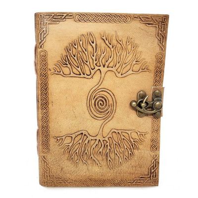 5&quot; x 7&quot; Double Tree Embossed Leather Journal with Latch, SKU JB75-TR2, UPC 700317302322