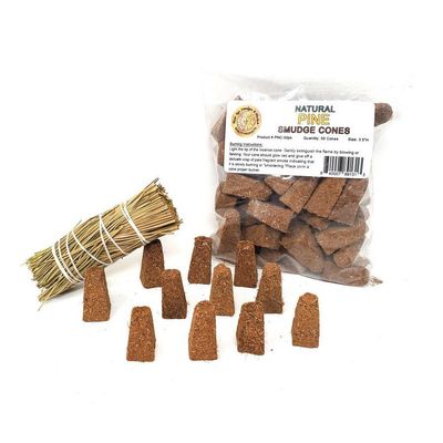Natural Pine Sage Smudge Cones (50 Pack), SKU B00-51-PNC50PK, UPC 700317314172